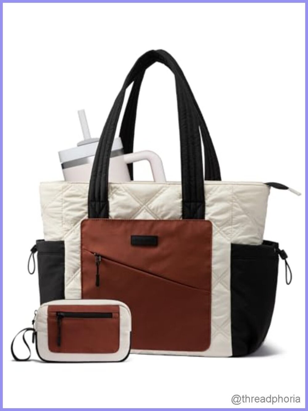 LOVEVOOK Puffer Tote Bag Lightweight Quilted Tote with Compartments